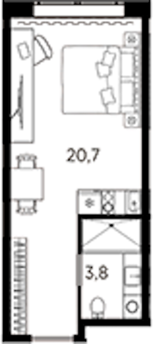 Квартира студия 24.5 м², 2/13 эт., ЖК «AVENIR Industrial»